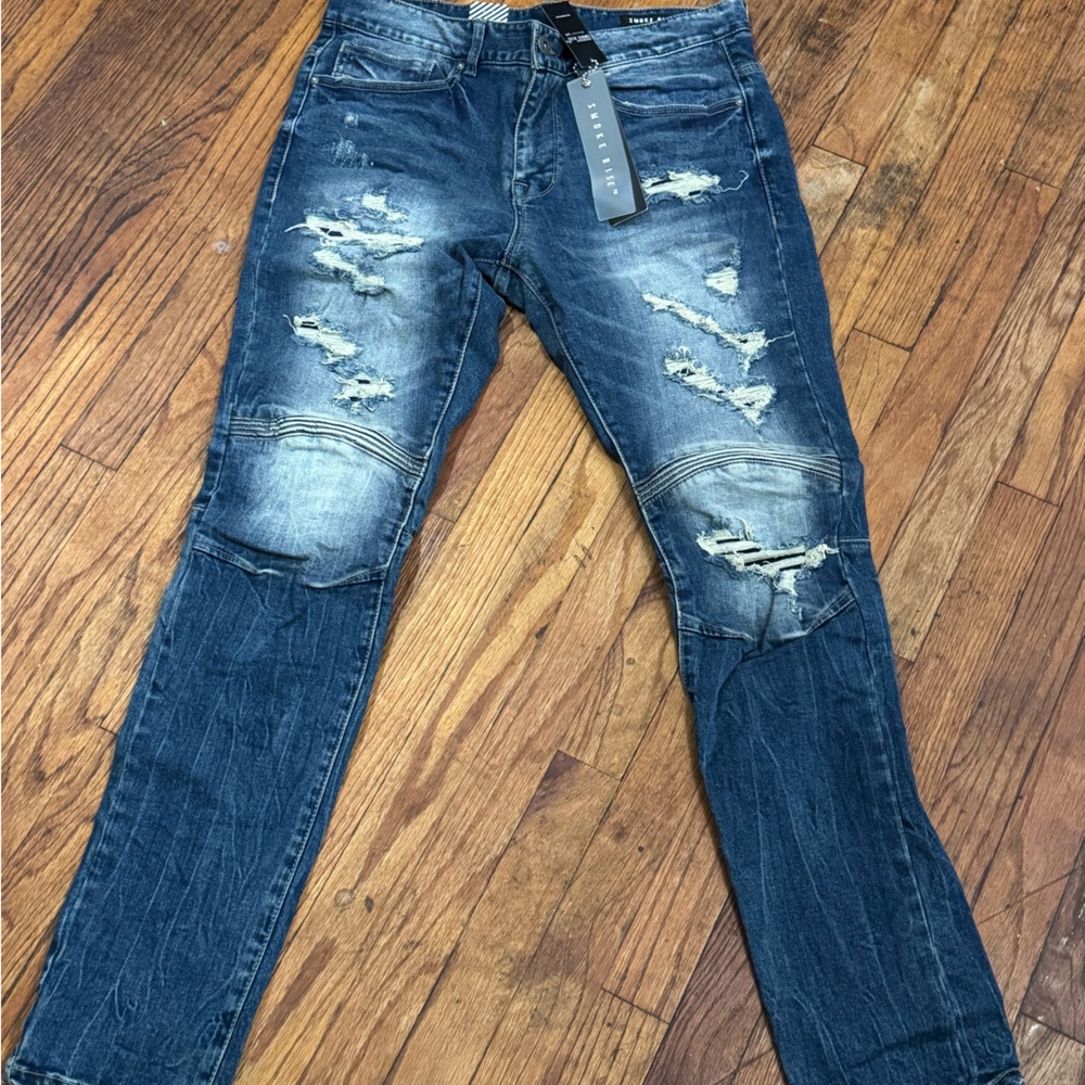 Men's Distressed Blue Jeans